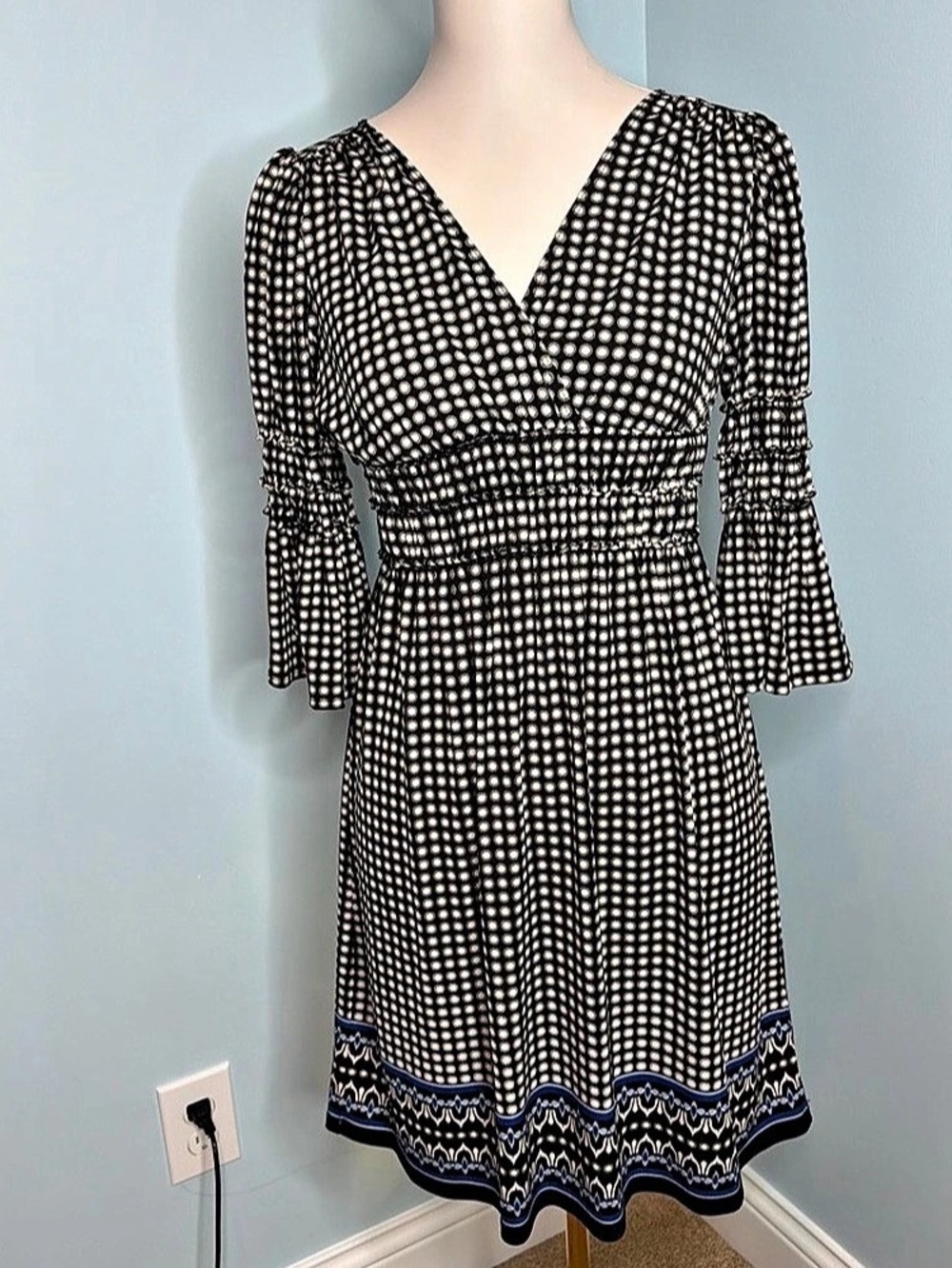 Polka Dot Mini Dress in Black & White Like New